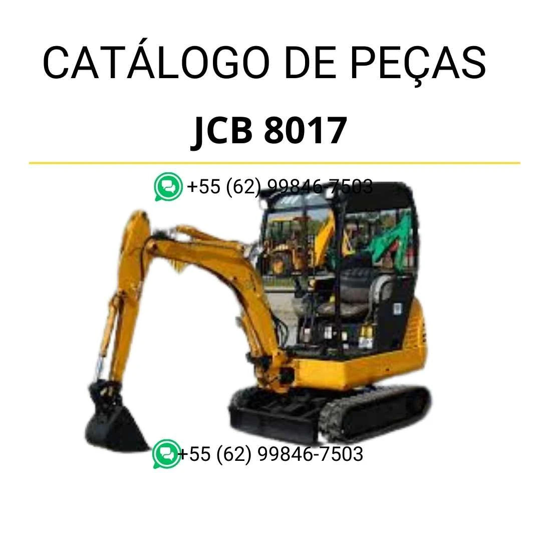 Catálogo de peças JCB 8017 para mini escavadora em PDF, com vistas explodidas e identificação completa dos componentes originais