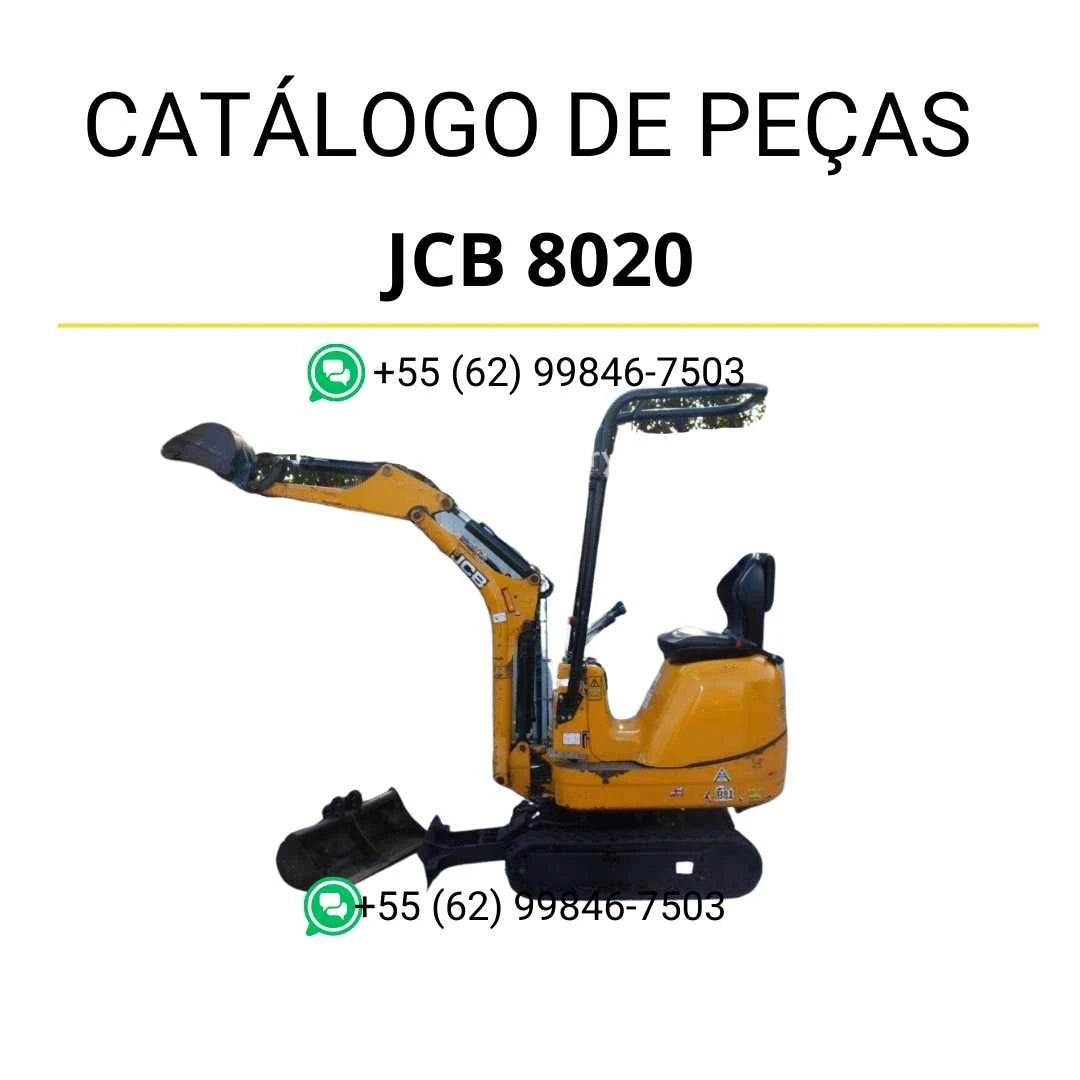 Catálogo de peças JCB 8020 para mini escavadora em PDF, com ilustrações técnicas e identificação completa dos componentes originais
