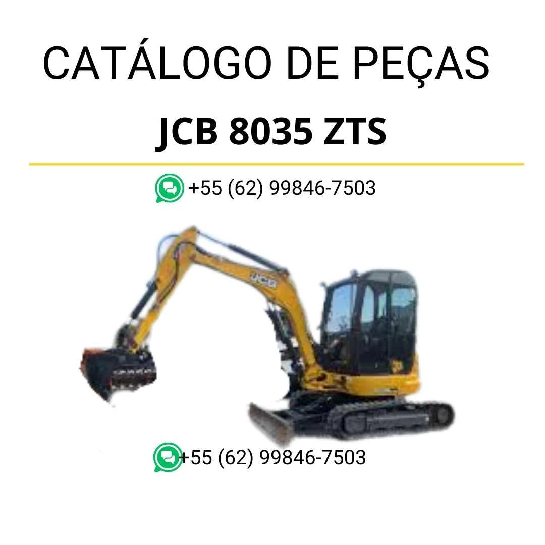 Catálogo de peças JCB 8035 ZTS para mini escavadora em PDF, com diagramas precisos e identificação completa dos componentes originais