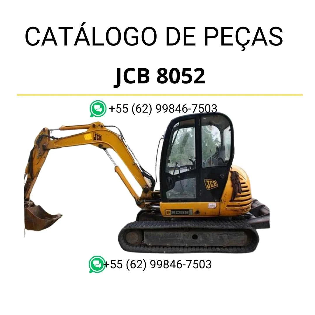 Catálogo de peças JCB 8052 para mini escavadora em PDF, com diagramas detalhados e identificação completa dos componentes originais
