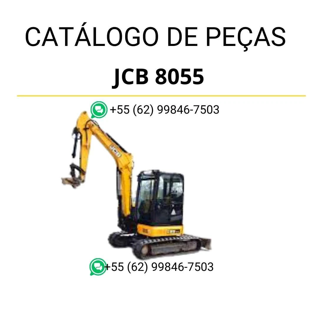 Catálogo de peças JCB 8055 para mini escavadora em PDF, com ilustrações técnicas e identificação completa dos componentes originais