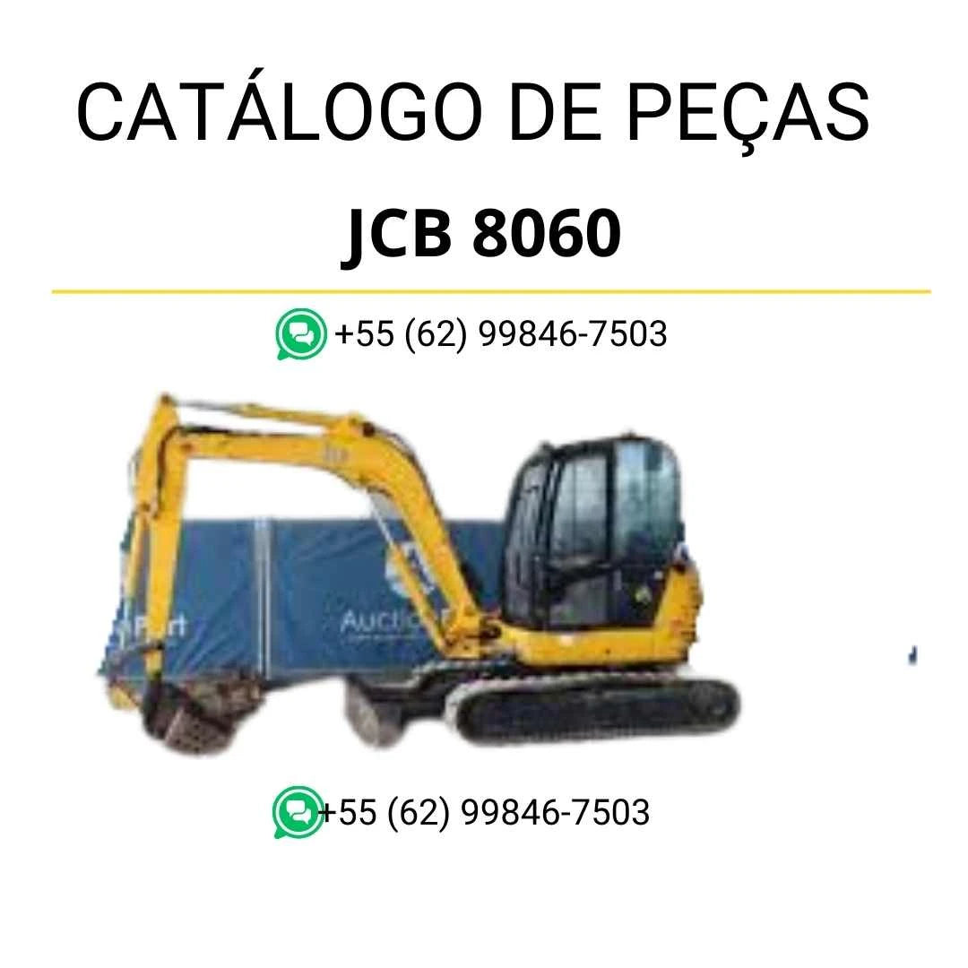 Catálogo de peças JCB 8060 em PDF, com diagramas completos e detalhamento técnico dos componentes da mini escavadora.
