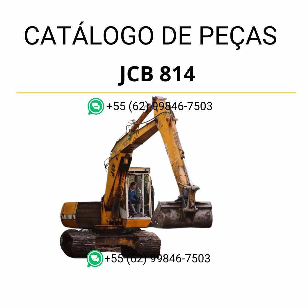Catálogo de peças JCB 814 em PDF com vistas explodidas, diagramas técnicos e identificação detalhada das mini escavadoras de rastos.
