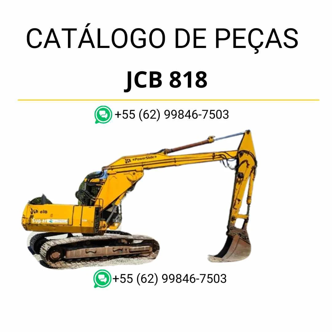 Catálogo de peças JCB 818 em PDF com detalhes completos de componentes, vistas técnicas e identificação das mini escavadoras de rastos.