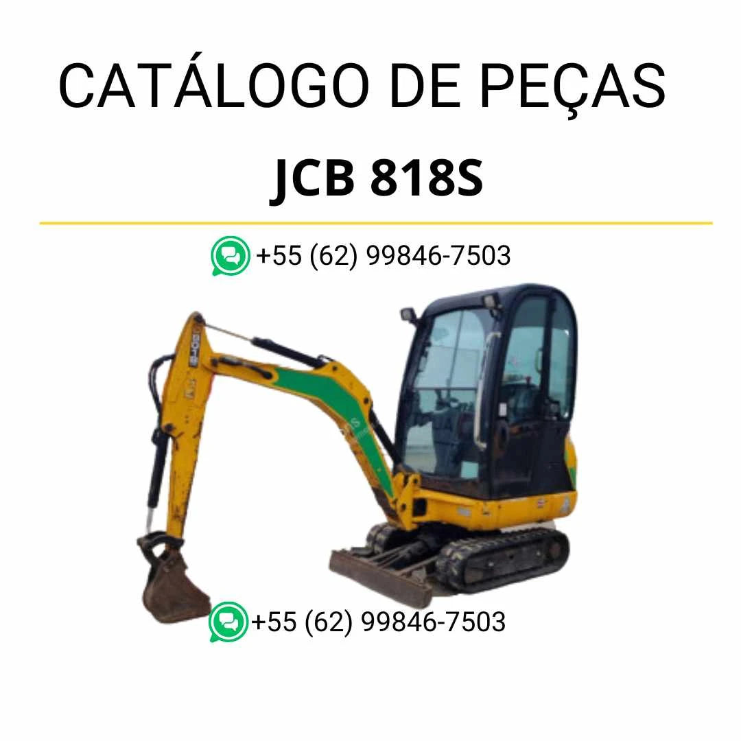Catálogo de peças JCB 818S R Master em PDF com diagramas completos, componentes originais e identificação técnica das mini escavadoras de rastos.