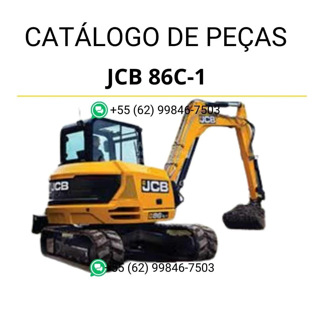 Catálogo de peças JCB 86C-1 para mini escavadora em PDF, com diagramas detalhados e identificação completa dos componentes originais