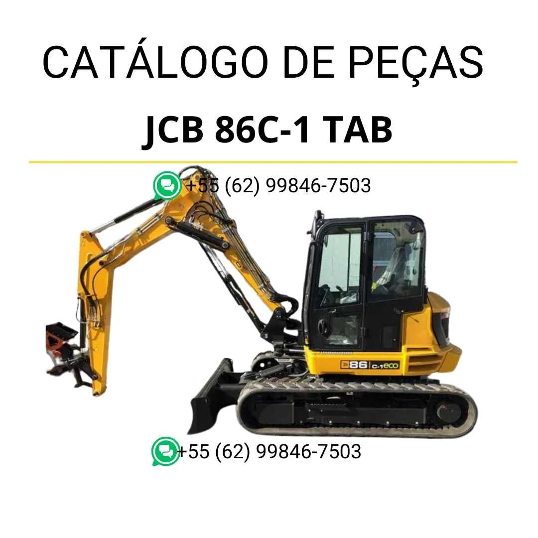 Catálogo de peças JCB 86C-1 TAB para mini escavadora em PDF, com ilustrações técnicas e identificação completa dos componentes originais