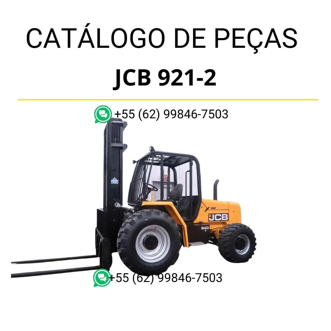 Catálogo de peças JCB 921-2 em PDF, com diagramas detalhados, identificação de componentes e estrutura técnica da empilhadeira.