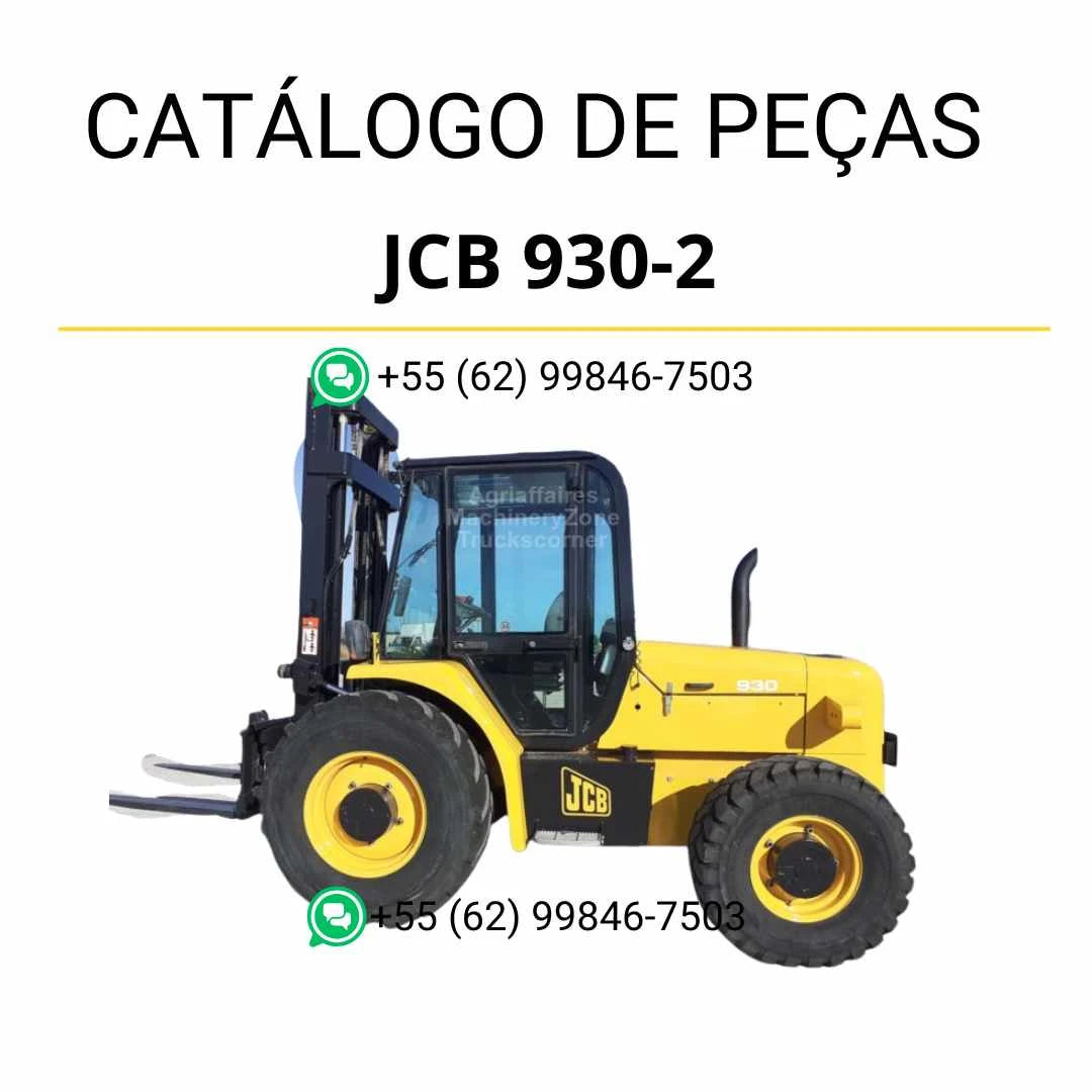 Catálogo de peças JCB 930-2 em PDF, com diagramas técnicos e identificação detalhada dos componentes da empilhadeira.