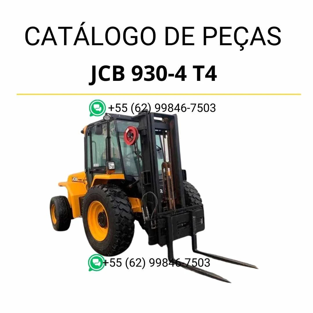 Catálogo de peças JCB 930-4 T4 em PDF, com vista técnica detalhada e identificação completa dos componentes da empilhadeira.