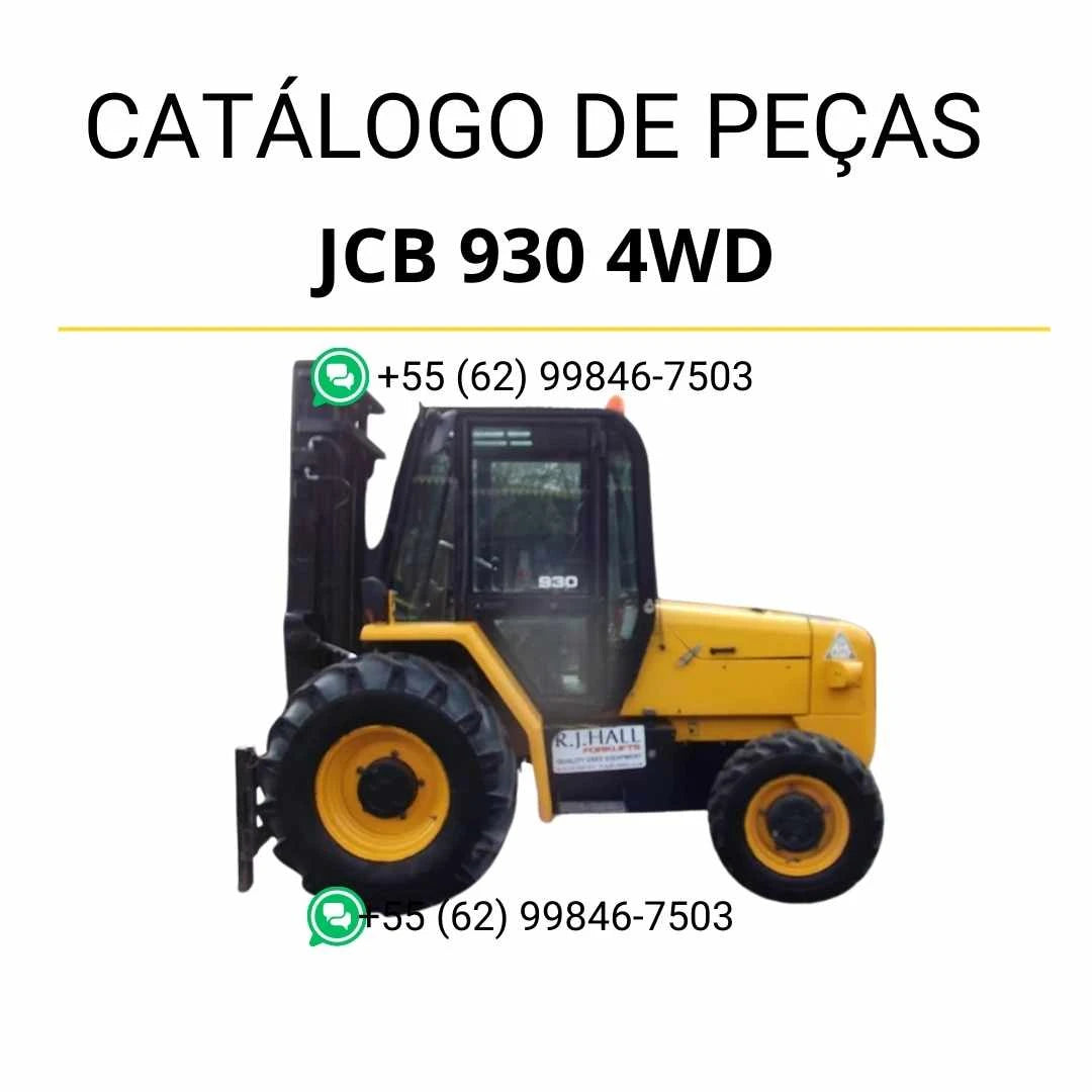 Catálogo de peças JCB 930 4WD em PDF, trazendo vistas explodidas e identificação técnica dos sistemas e componentes da empilhadeira.