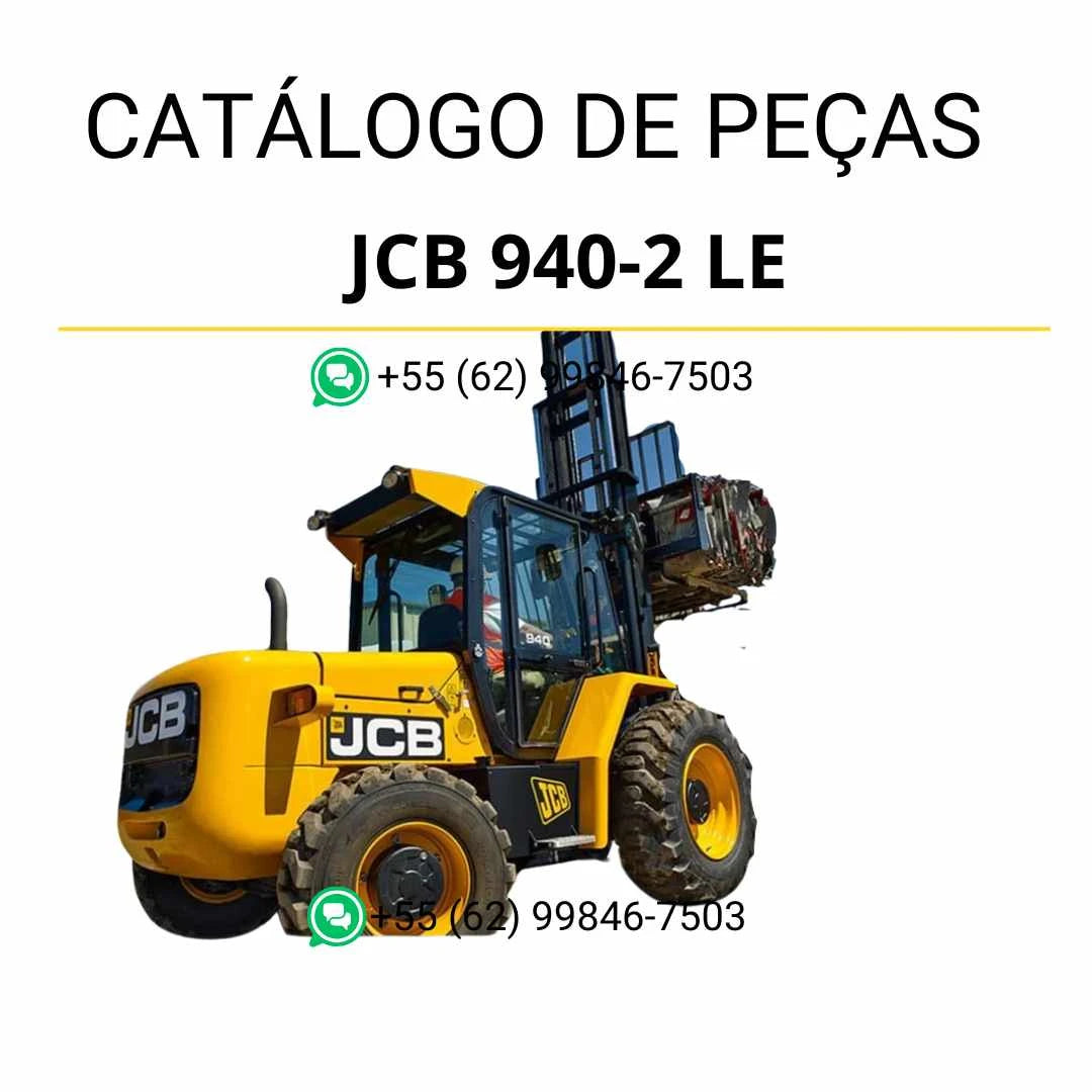 Catálogo de peças JCB 940-2 LE em PDF com ilustrações técnicas e identificação detalhada dos componentes da empilhadeira.