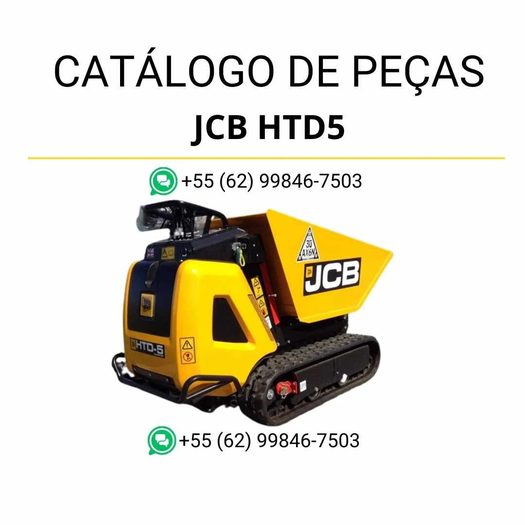 Catálogo de peças JCB HTD5 em PDF, com lista de componentes originais e ilustrações técnicas do modelo Dumpster