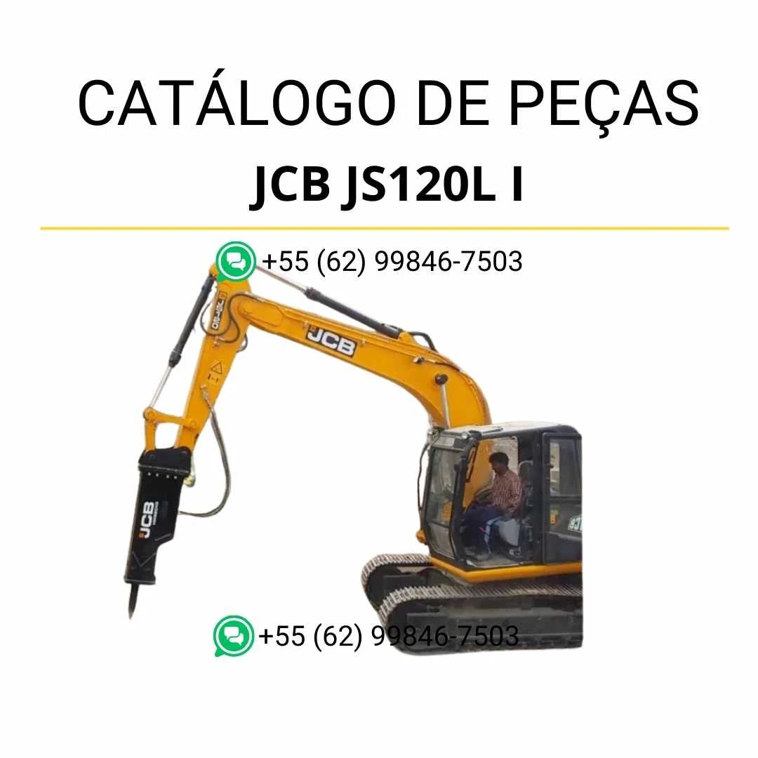 Catálogo de peças JCB JS120L I em PDF para escavadeira, com ilustrações técnicas detalhadas e identificação completa dos componentes originais