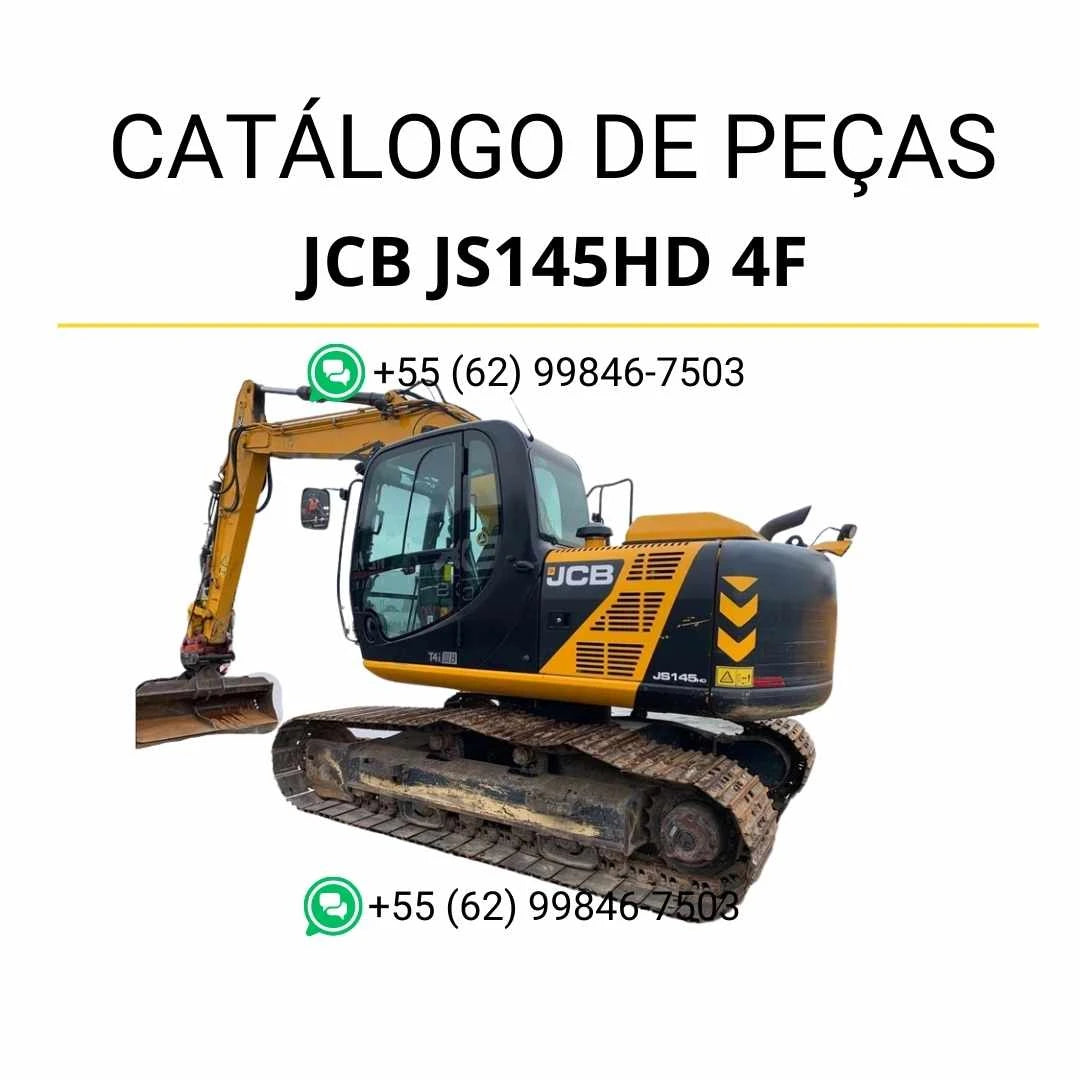 Catálogo de peças JCB JS145HD 4F em PDF para escavadeira, com ilustrações técnicas completas e identificação detalhada de componentes originais