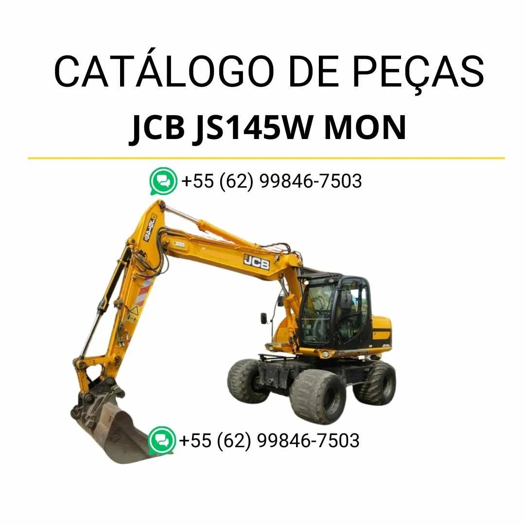Catálogo de peças JCB JS145W MON em PDF para escavadores de roda, com ilustrações técnicas detalhadas e identificação completa dos componentes originais