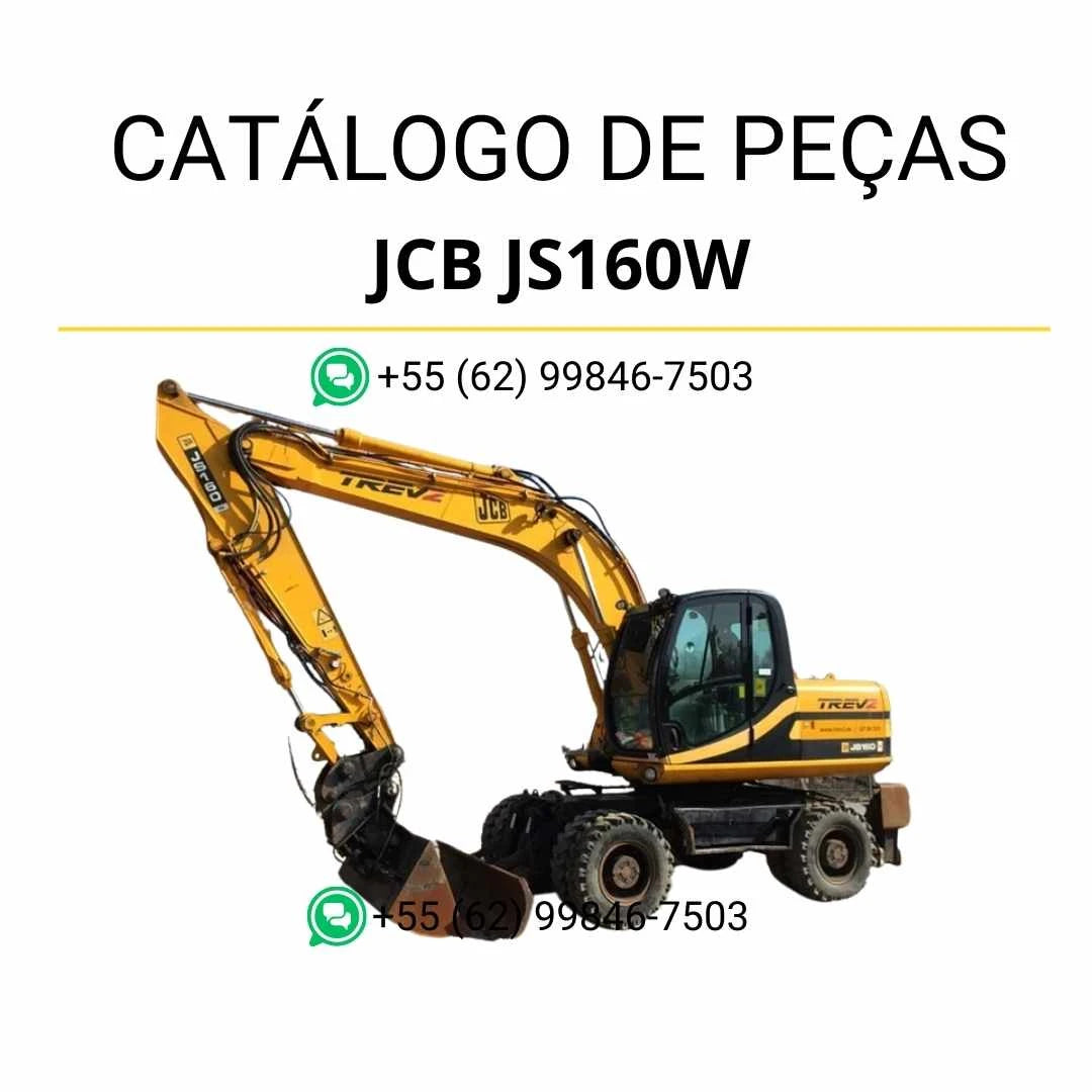 Catálogo de peças JCB JS160W em PDF para escavadores de roda, com ilustrações técnicas detalhadas e identificação completa dos componentes originais