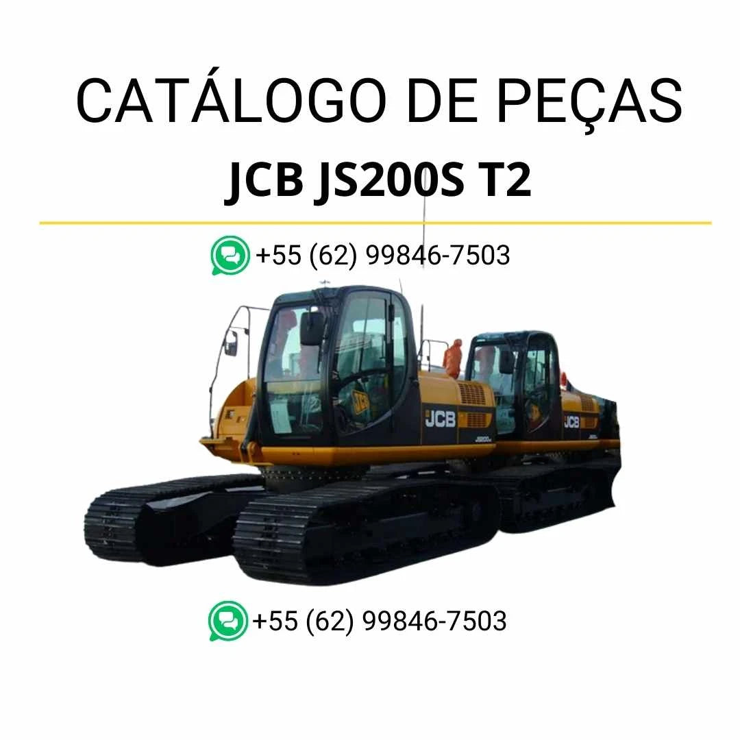 Catálogo de peças JCB JS200S T2 em PDF para escavadeira, trazendo vistas explodidas e identificação completa dos componentes originais