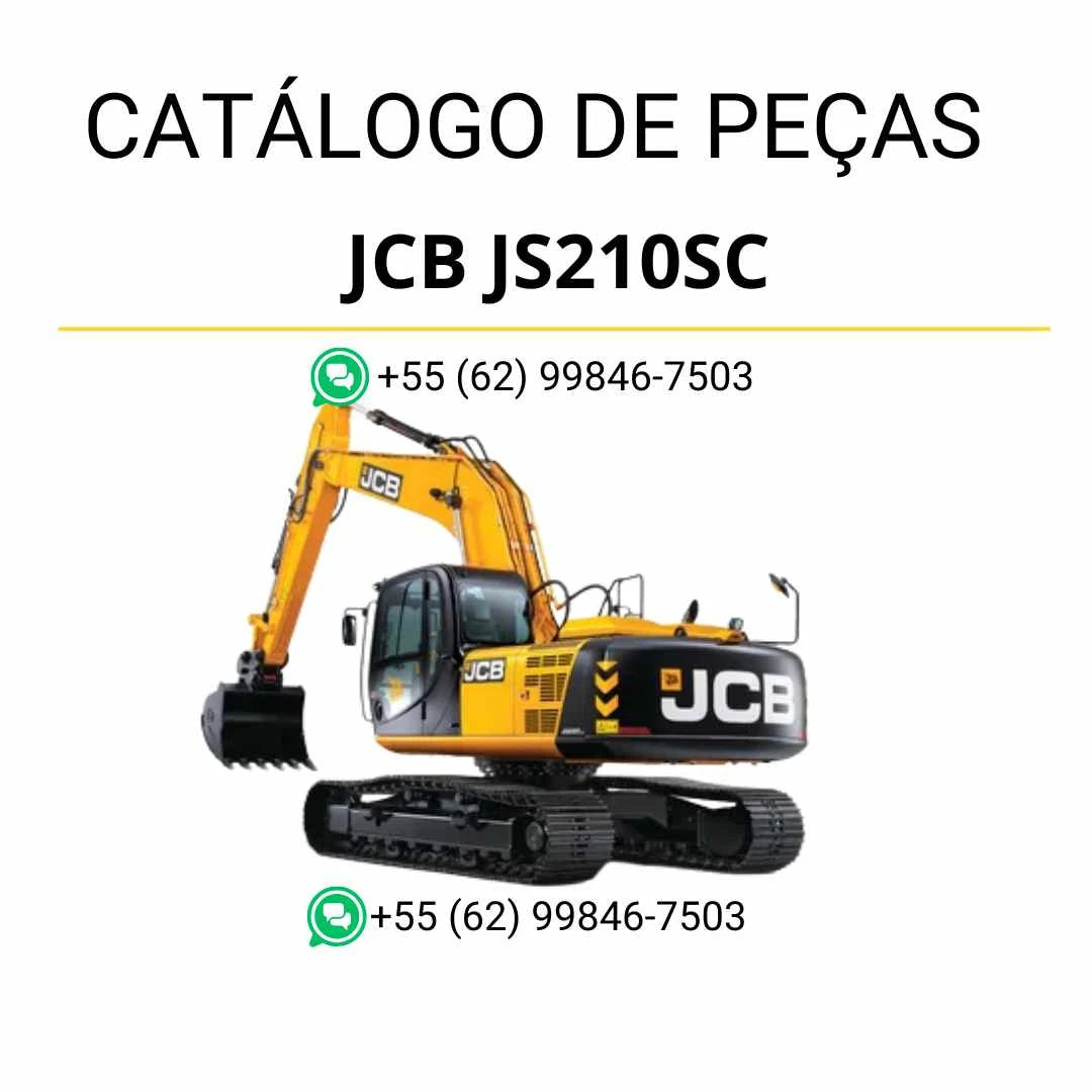 Catálogo de peças JCB JS210SC em PDF, com ilustrações técnicas e identificação completa dos componentes da escavadeira
