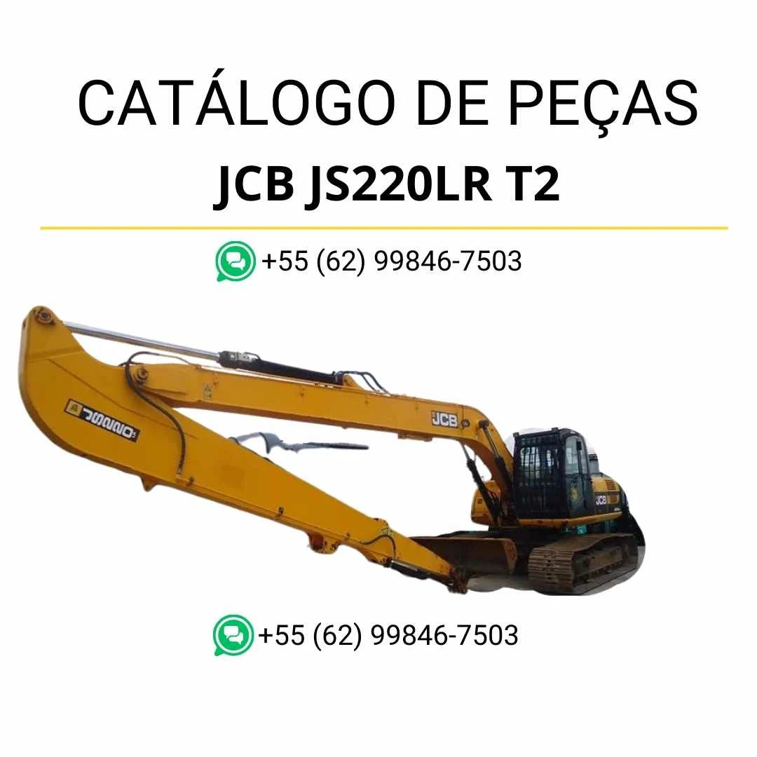 Catálogo de peças JCB JS220LR T2 em PDF para escavadeira, com diagramas técnicos e identificação precisa dos conjuntos e componentes originais