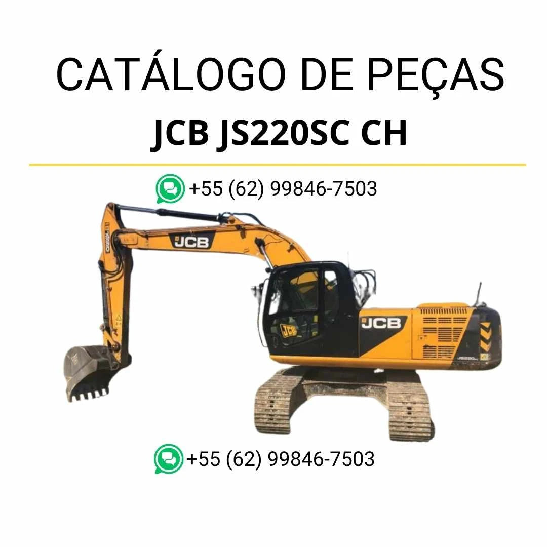 Catálogo de peças JCB JS220SC CH em PDF com ilustrações técnicas e identificação completa dos componentes da escavadeira