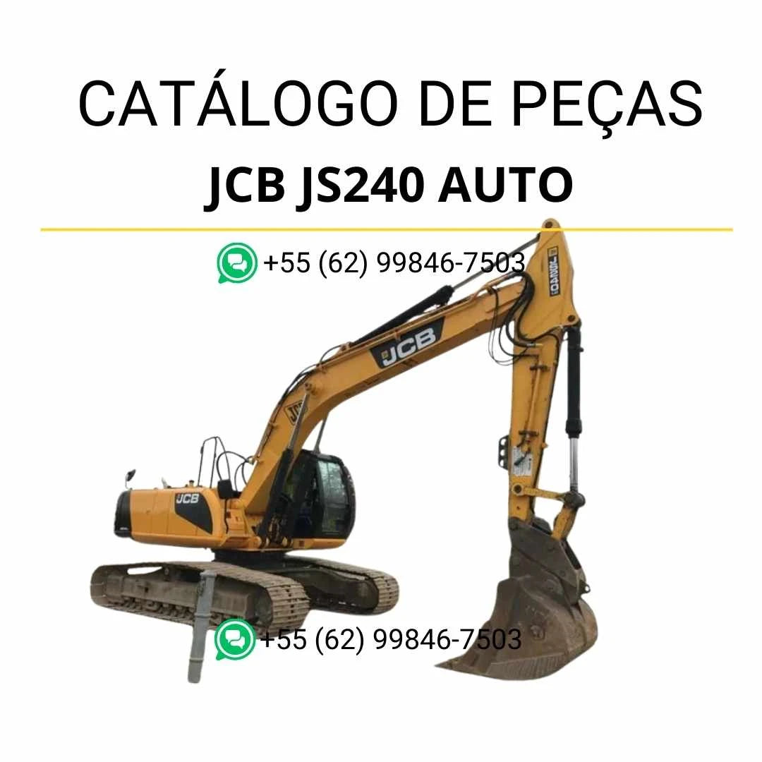 Catálogo de peças JCB JS240 AUTO em PDF para escavadeira, com diagramas de componentes e ilustrações técnicas de fácil identificação