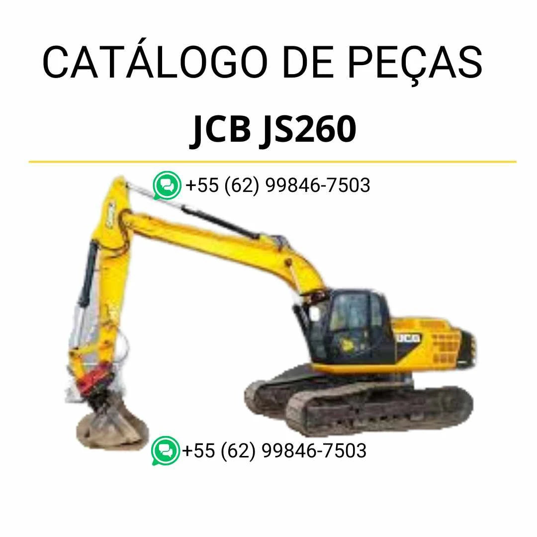 Catálogo de peças JCB JS260 em PDF com diagramas e identificação completa dos componentes da escavadeira