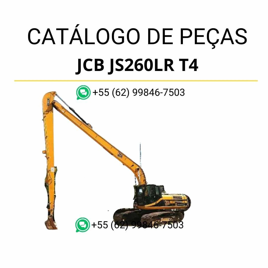 Catálogo de peças JCB JS260LR T4 em PDF, com ilustrações técnicas detalhadas e identificação completa dos componentes da escavadeira