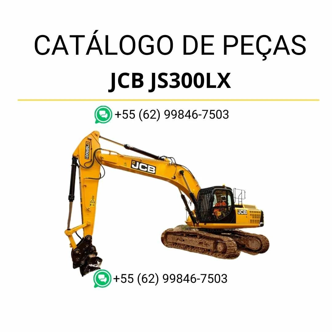 Catálogo de peças JCB JS300LX em PDF para escavadeira, com ilustrações técnicas detalhadas e identificação completa dos componentes originais