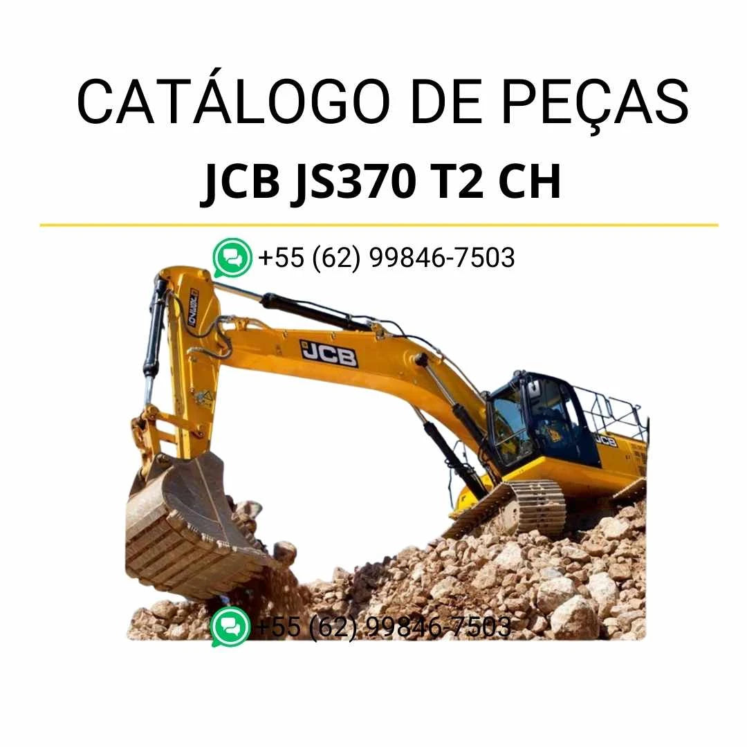 Catálogo de peças JCB JS370 T2 CH em PDF para escavadeira, com ilustrações técnicas detalhadas e identificação completa dos componentes originais