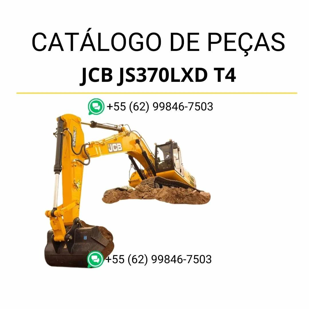 Catálogo de peças JCB JS370LXD T4 em PDF com ilustrações técnicas e identificação detalhada dos componentes da escavadeira
