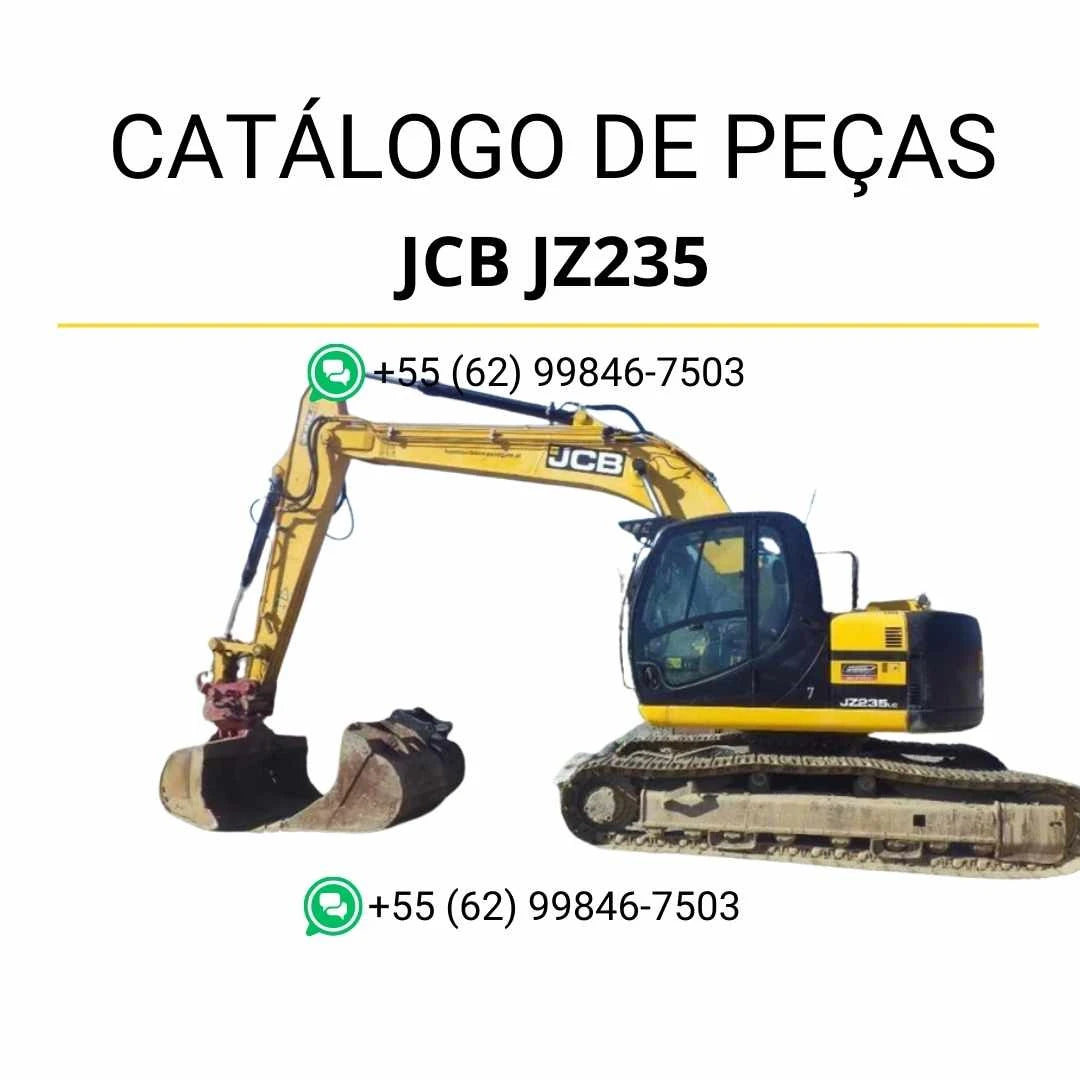 Catálogo de peças JCB JZ235 em PDF para escavadeira, com vistas explodidas e lista completa de componentes originais