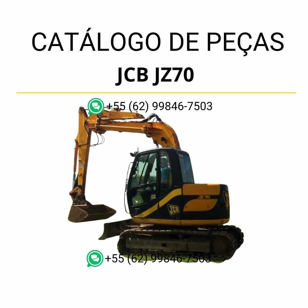 Catálogo de peças JCB JZ70 em PDF para escavadeira, com diagramas ilustrados e identificação detalhada de todos os componentes originais
