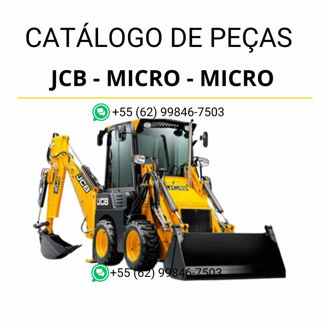 Catálogo de peças JCB Micro em PDF com vistas técnicas, lista de componentes originais e identificação completa para manutenção