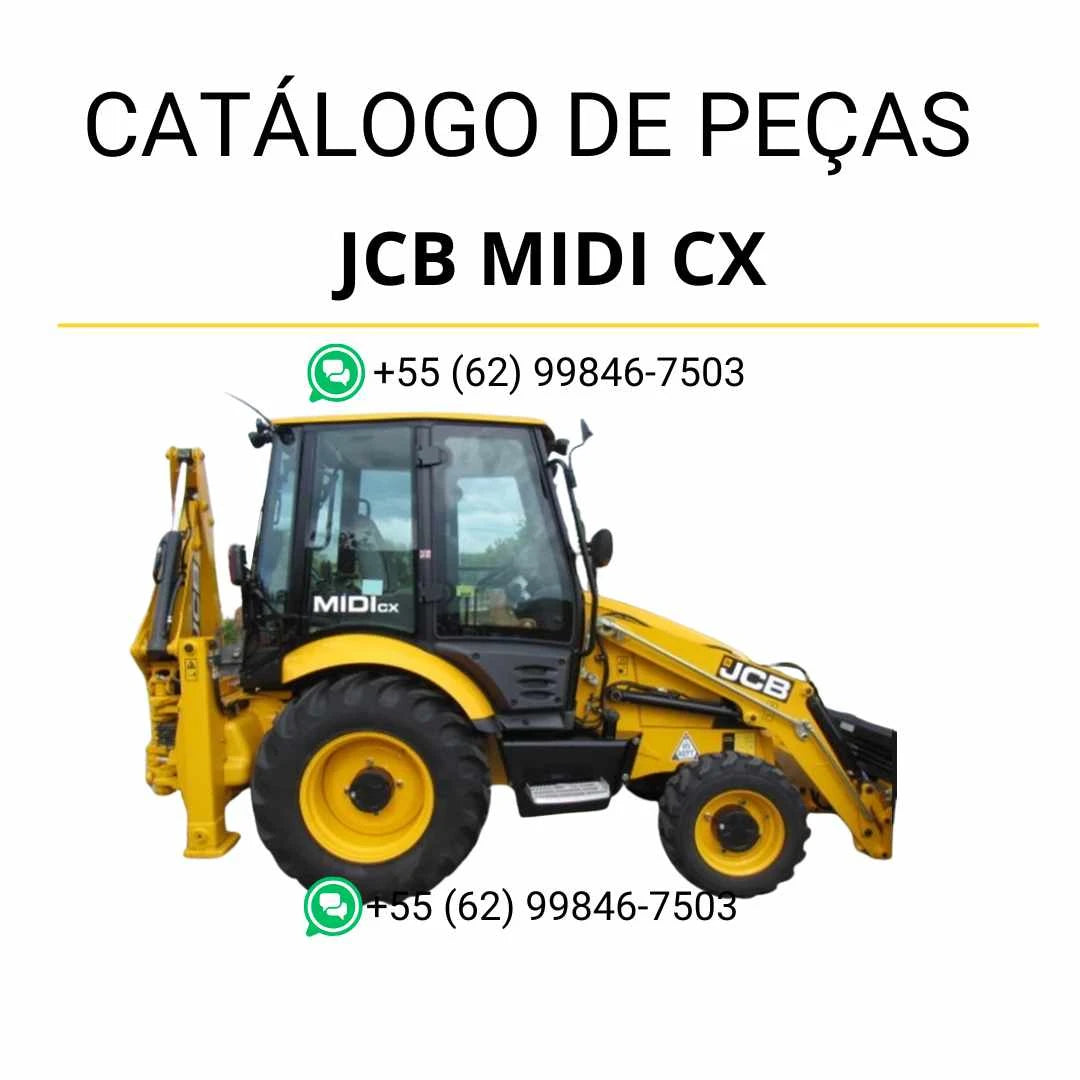Catálogo de peças JCB MIDI CX em PDF com diagramas completos, componentes originais e detalhes técnicos da retroescavadora