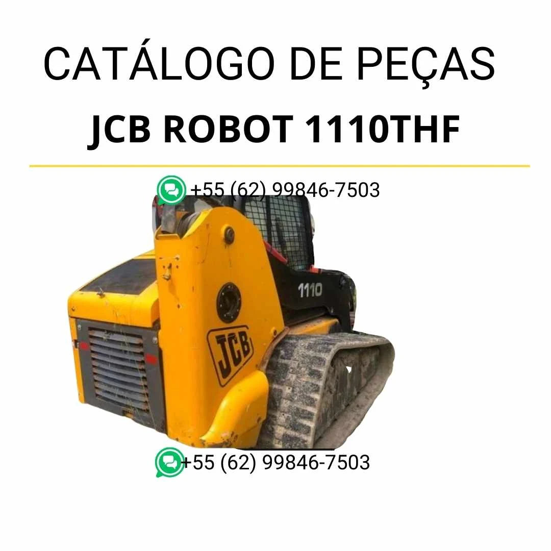 Catálogo de peças JCB Robot 1110THF em PDF, com ilustrações técnicas e identificação completa dos componentes da skid steer loader.
