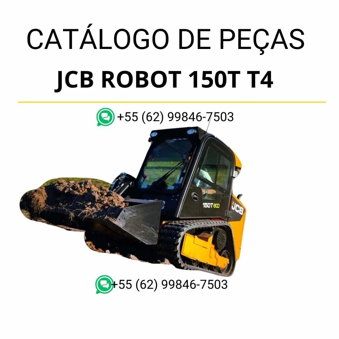 Catálogo de peças JCB Robot 150T T4 em PDF, com vistas técnicas precisas, identificação de componentes e diagramas completos da skid steer loader.
