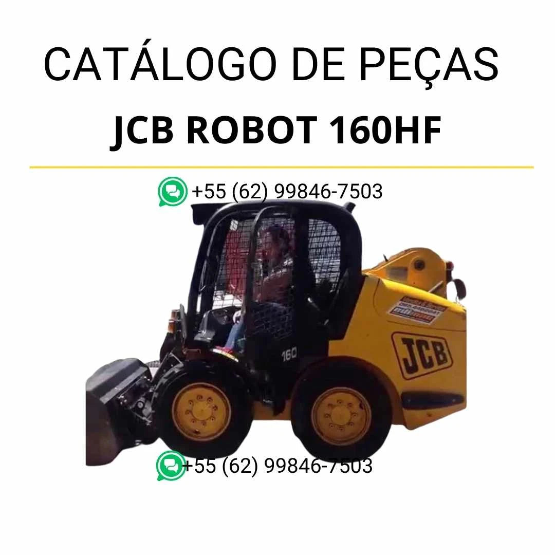 Catálogo de peças JCB Robot 160HF em PDF, com vistas explodidas e identificação precisa dos conjuntos da minicarregadeira.