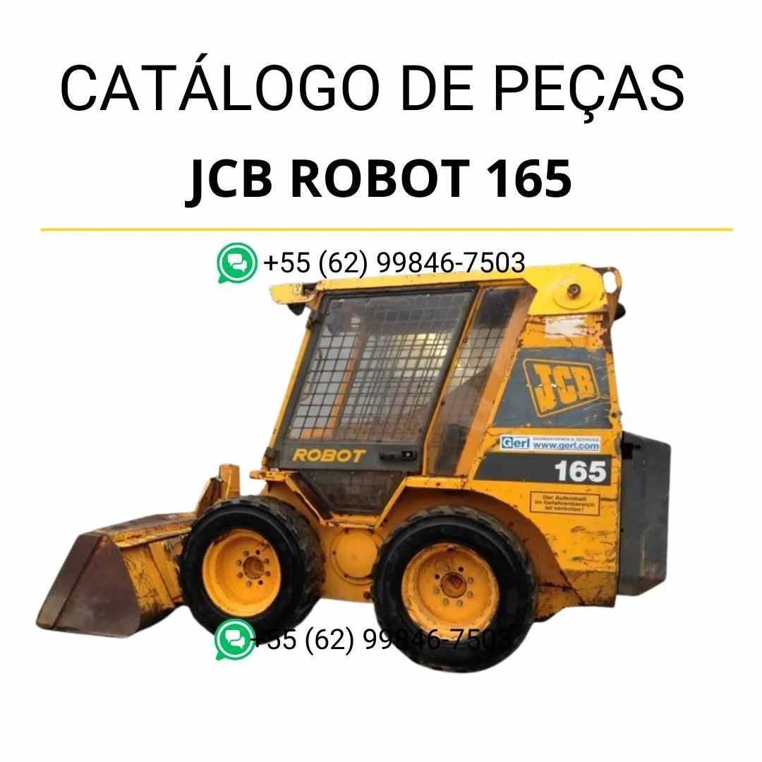 Catálogo de peças JCB Robot 165 em PDF, com detalhes completos de componentes, vistas explodidas e ilustrações técnicas da skid steer loader.