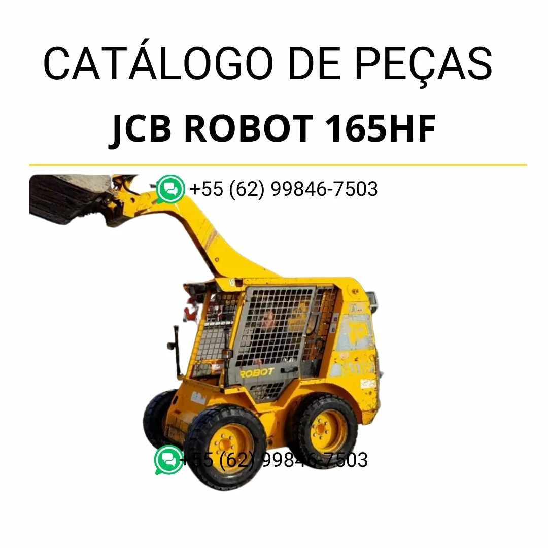 Catálogo de peças JCB Robot 165HF em PDF, incluindo vistas explodidas, identificação de conjuntos e componentes da skid steer loader.