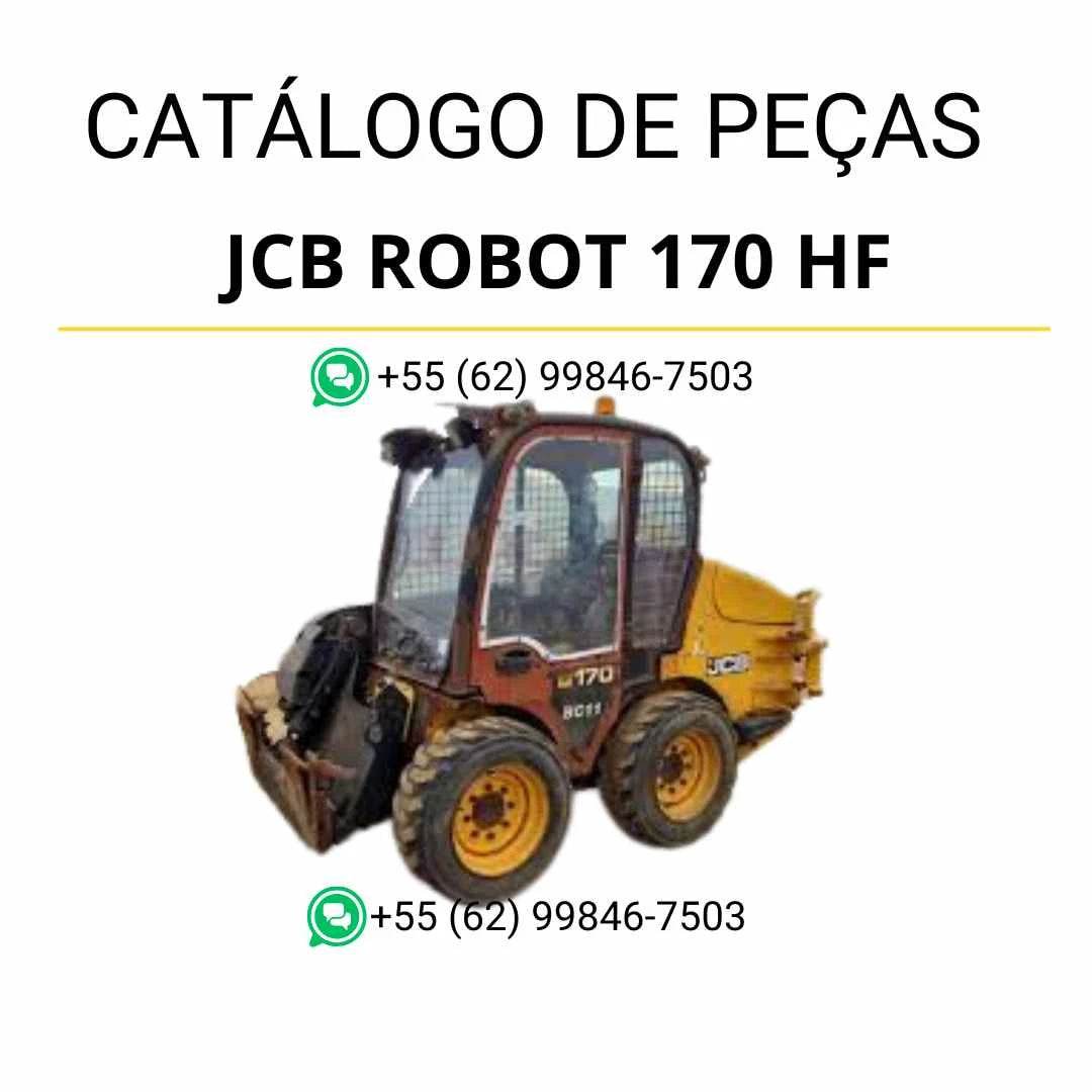Catálogo de peças JCB Robot 170HF em PDF, com ilustrações técnicas detalhadas e identificação completa dos conjuntos da skid steer.