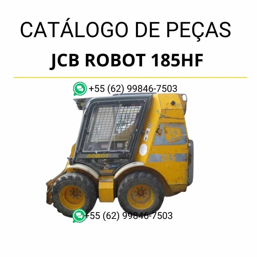 Catálogo de peças JCB Robot 185HF em PDF, com diagramas completos, vistas explodidas e identificação técnica dos componentes da skid steer loader.