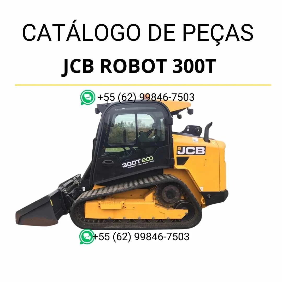 Catálogo de peças JCB Robot 300T em PDF, com diagramas completos, vistas técnicas detalhadas e identificação de conjuntos da skid steer loader.