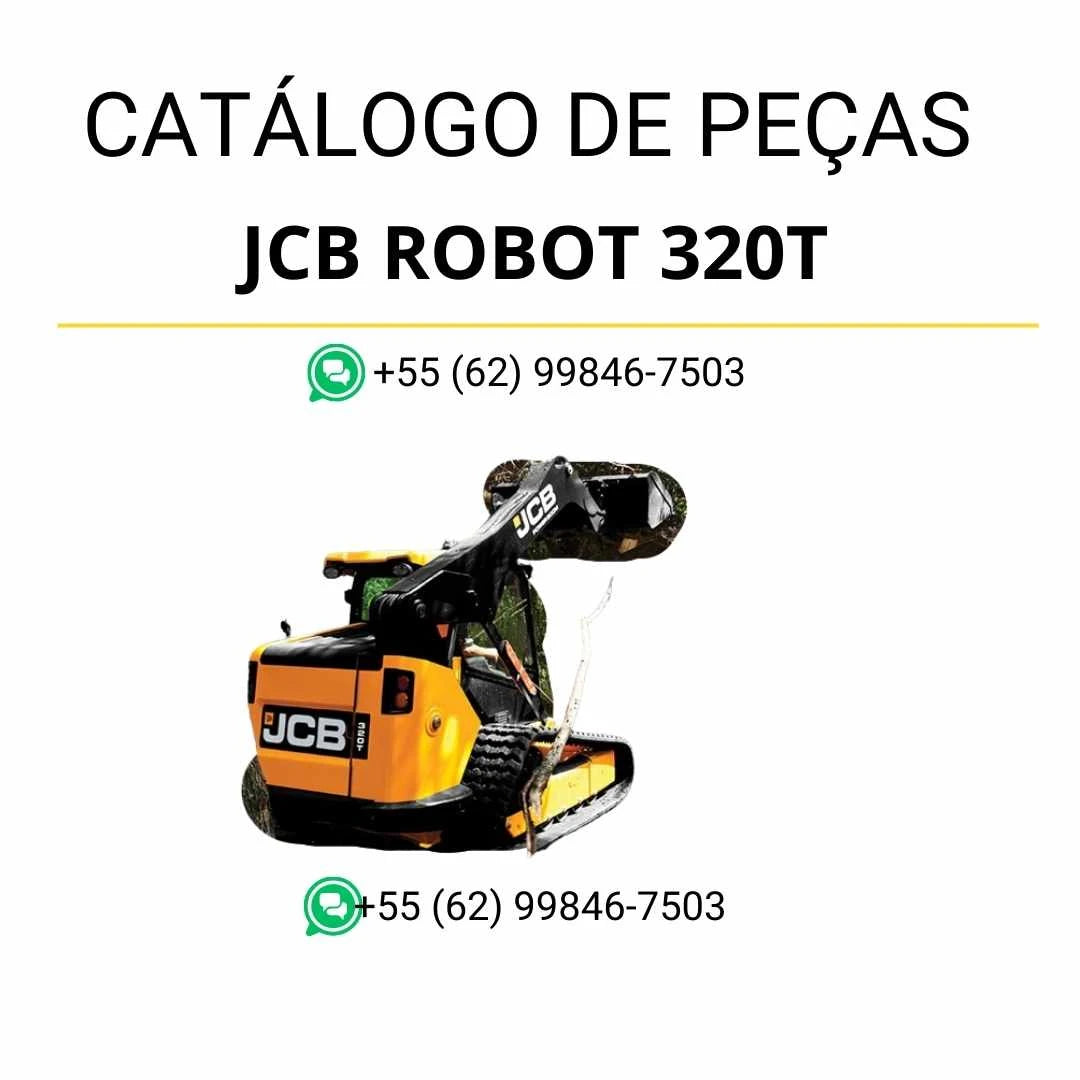 Catálogo de peças JCB Robot 320T em PDF, com vistas técnicas detalhadas, diagramas completos e identificação dos componentes da skid steer loader.
