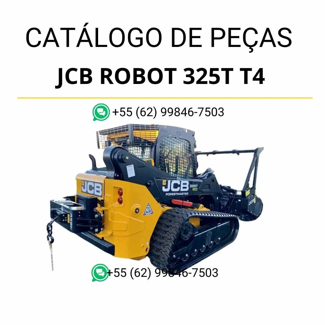 Catálogo de peças JCB Robot 325T T4 em PDF, com vistas técnicas detalhadas, diagramas completos e identificação dos componentes da skid steer loader.