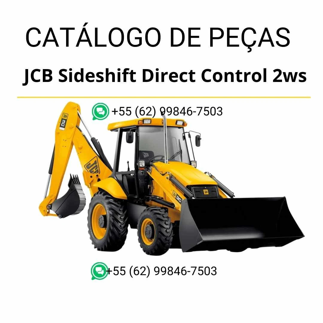 Catálogo de peças JCB Sideshift Direct Control 2WS em PDF, com vistas técnicas detalhadas e identificação completa dos conjuntos da retroescavador