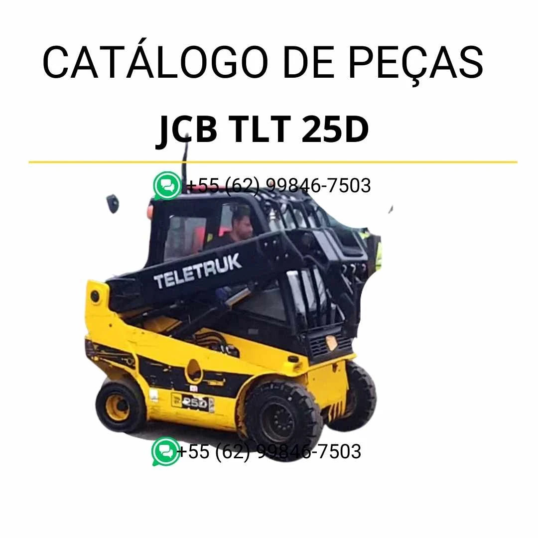 Catálogo de peças JCB TLT 25D em PDF, contendo vistas explodidas, componentes originais e referências técnicas do modelo Teletruk.
