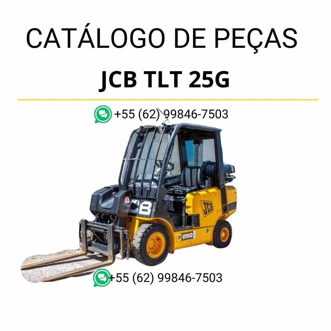 Catálogo de peças JCB TLT 25G em PDF, com ilustrações técnicas, lista de componentes e referências completas do modelo Teletruk.