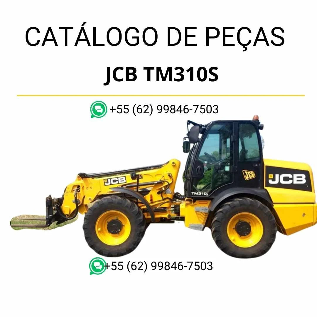 Catálogo de peças JCB TM310S em PDF, com ilustrações técnicas detalhadas e identificação dos componentes do carregador de rodas