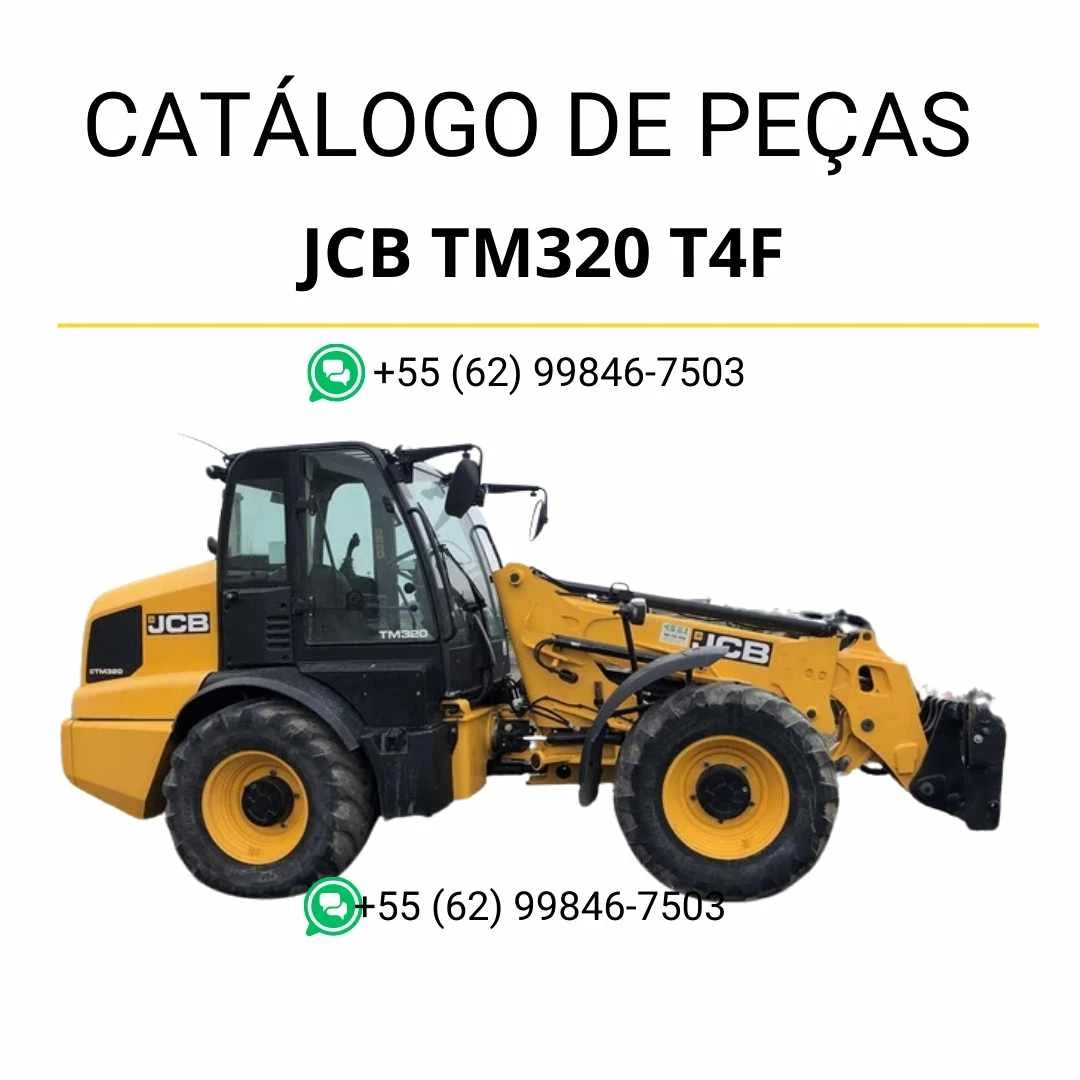 Catálogo de peças JCB TM320 T4F em PDF, com diagramas detalhados e identificação completa dos componentes do carregador de rodas